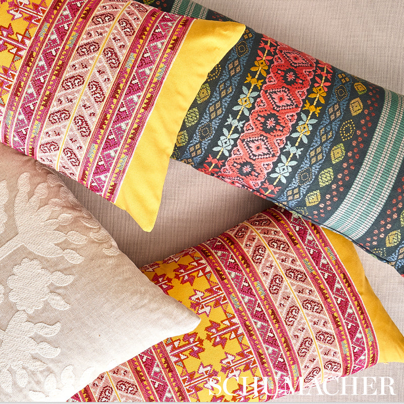 Purchase 79622 | Azulejos, Pink & Yellow - Schumacher Fabric