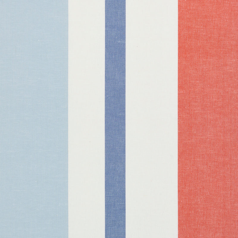 Buy 79662 Lolland Linen Stripe Sky & Coral by Schumacher Fabric