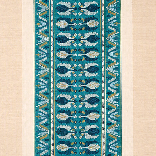 View 79832 Sandor Stripe Embroidery Peacock by Schumacher Fabric