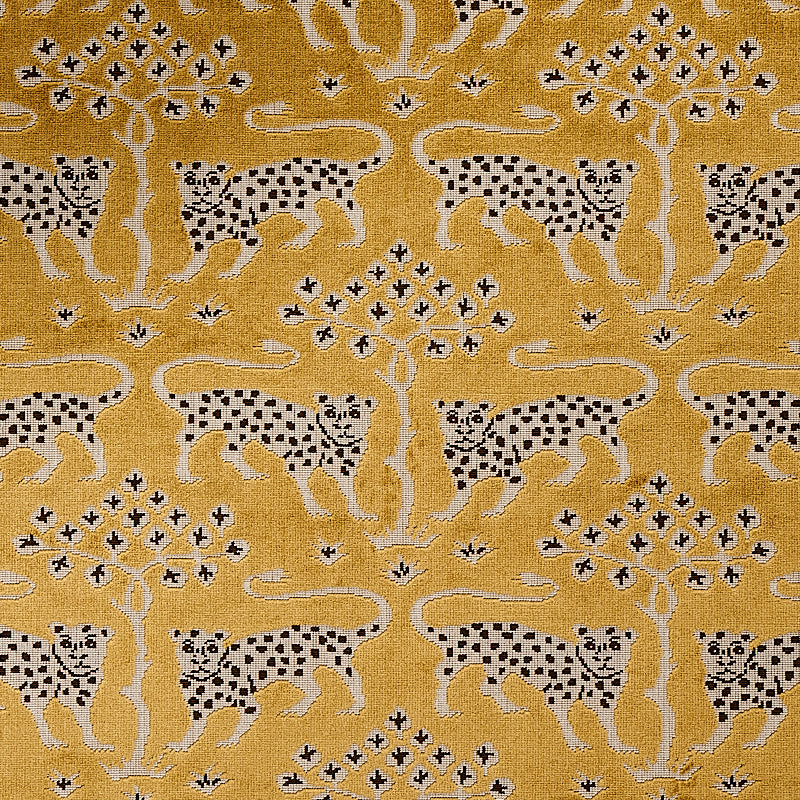 Looking 80081 Woodland Leopard Velvet Gold by Schumacher Fabric