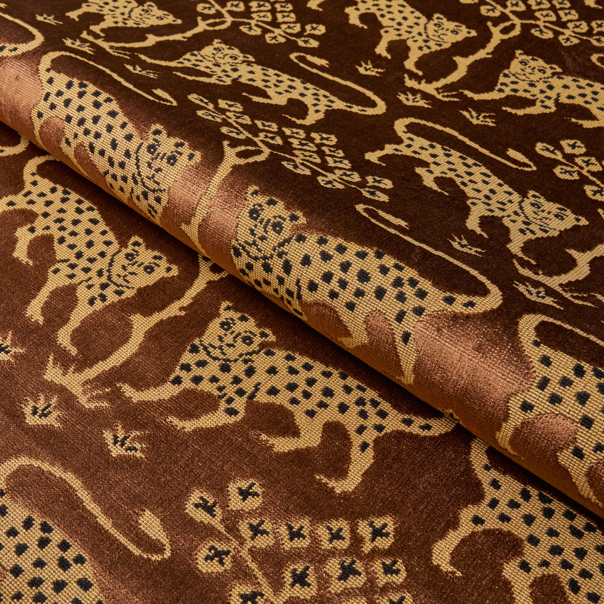 80083  Woodland Leopard Velvet, Sepia - Schumacher Fabric