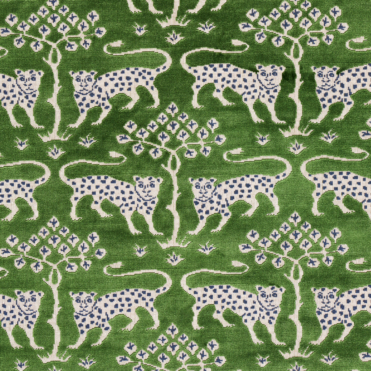 Purchase 80084 Woodland Leopard Velvet, Emerald by Schumacher Fabric