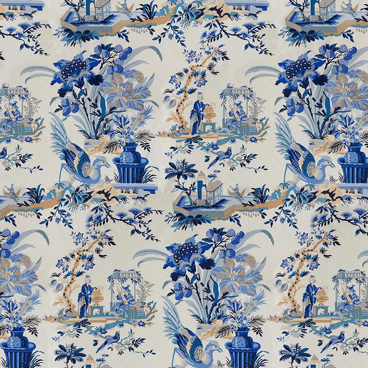 Sample 8012135-51 Le Lac Blue/White Modern Chinoiserie Brunschwig and Fils Fabric