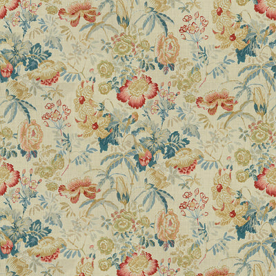 Sample 8013143-195 Edenwood Hdb Red/Blue Botanical Brunschwig and Fils Fabric