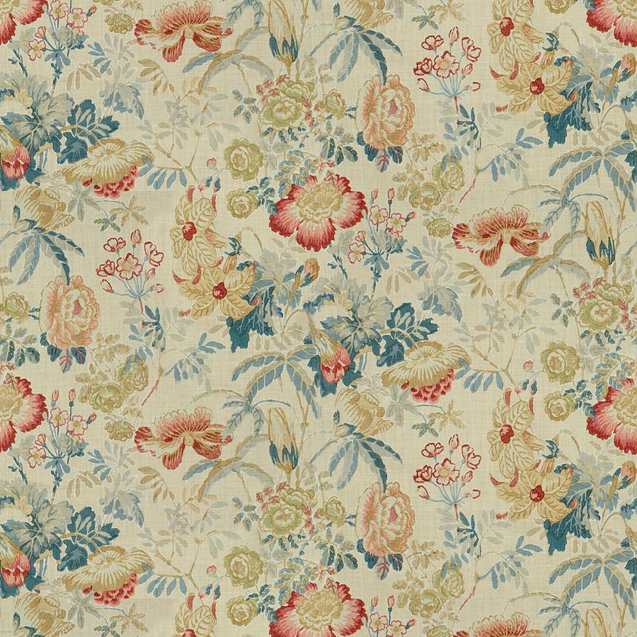 Sample 8013143-195 Edenwood Hdb Red/Blue Botanical Brunschwig and Fils Fabric