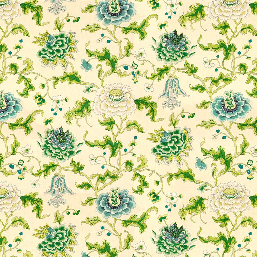 Sample 8013147-315 New Athos Spring/Aqua Botanical Brunschwig and Fils Fabric