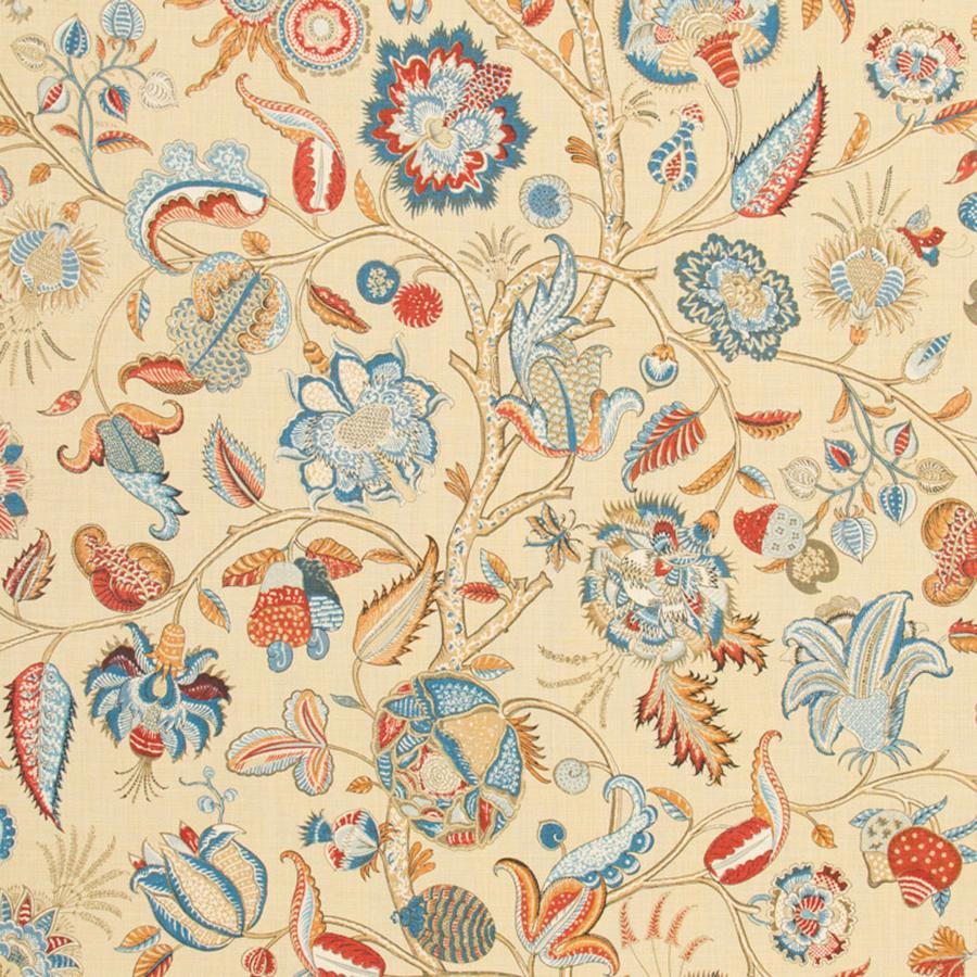 Sample 8014106-195 Aravali Currant/Blue Botanical Brunschwig and Fils Fabric