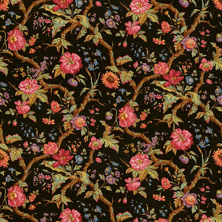 Sample 8015129-68 Arbre Fleuri Chocolat Botanical Brunschwig and Fils Fabric