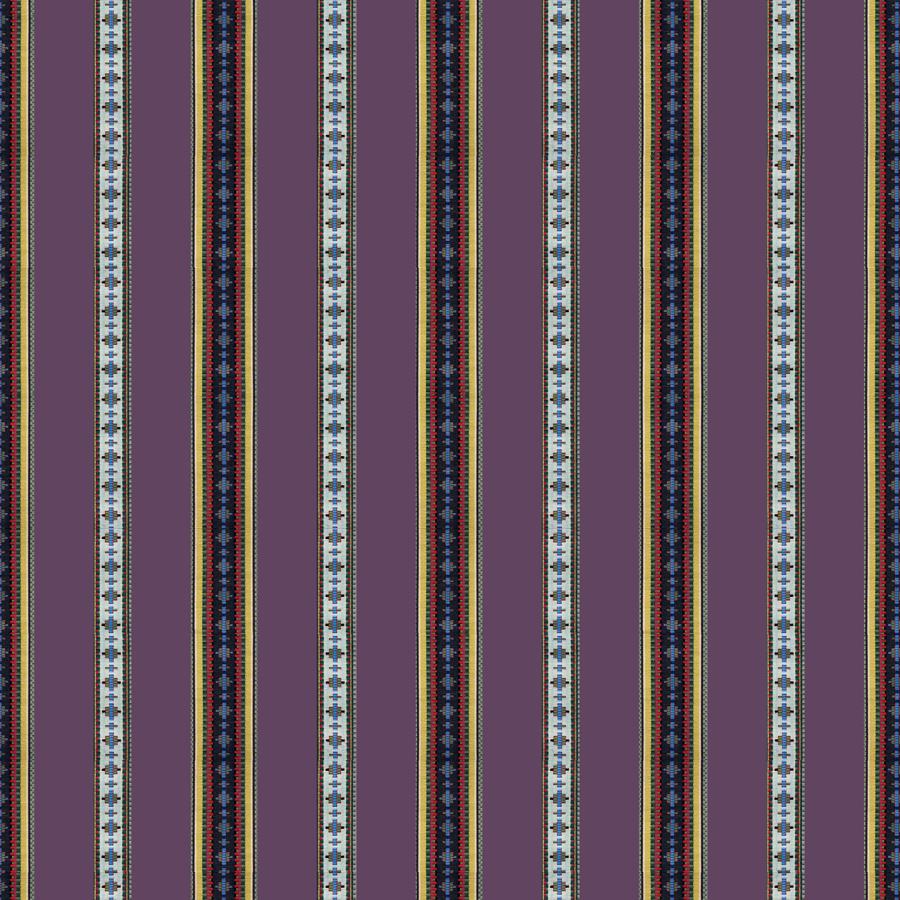 Sample 8015147-10 Rayure Broderie Aubergine Stripes Brunschwig and Fils Fabric