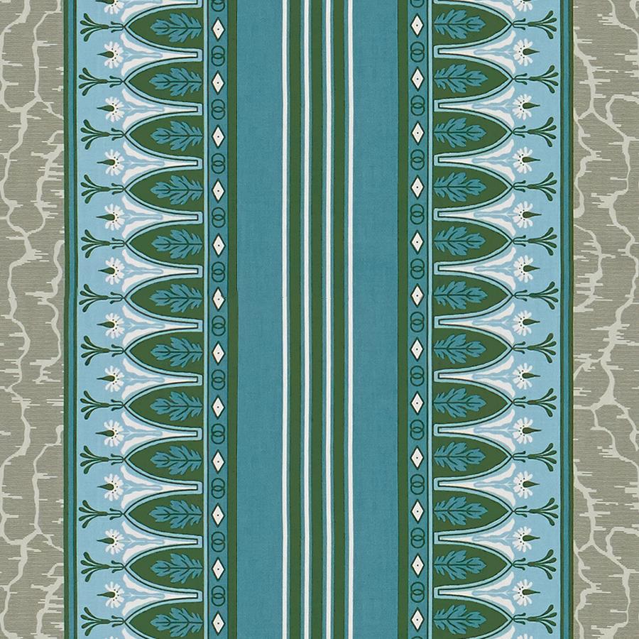 Sample 8015166-1311 Lola Montez Bleu/Grey Stripes Brunschwig and Fils Fabric