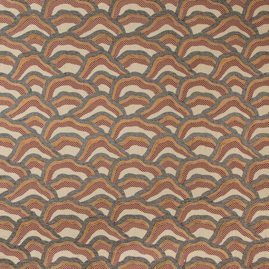 Sample 8017127.2411.0 Les Rizieres Emb Multi Color Modern Chinoiserie Brunschwig and Fils Fabric