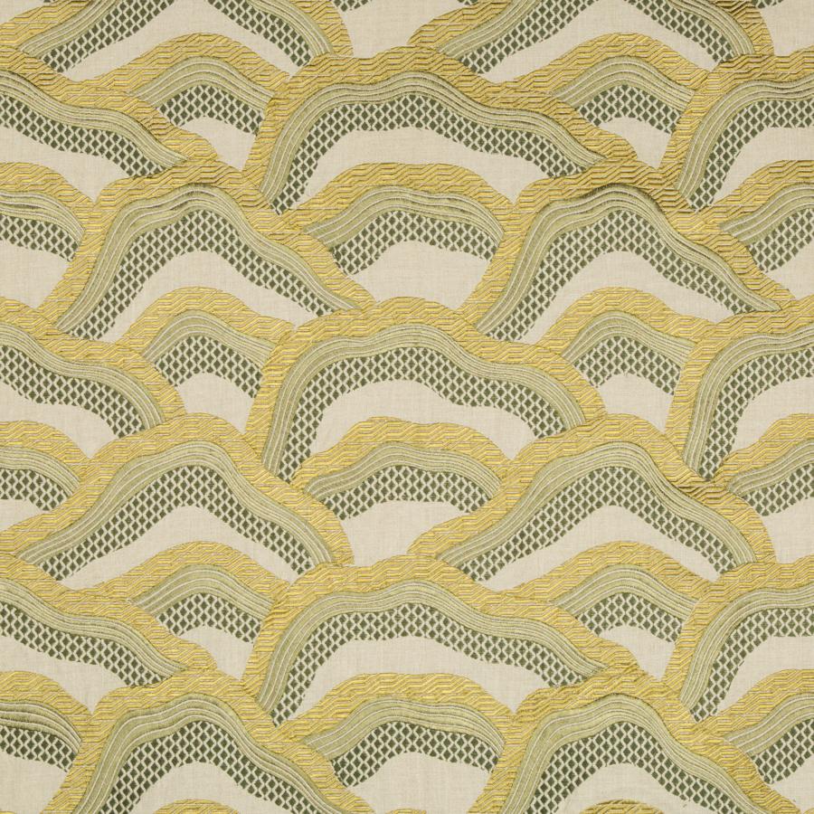 Sample 8017127-340 Les Rizieres Emb Citron Modern Chinoiserie Brunschwig and Fils Fabric