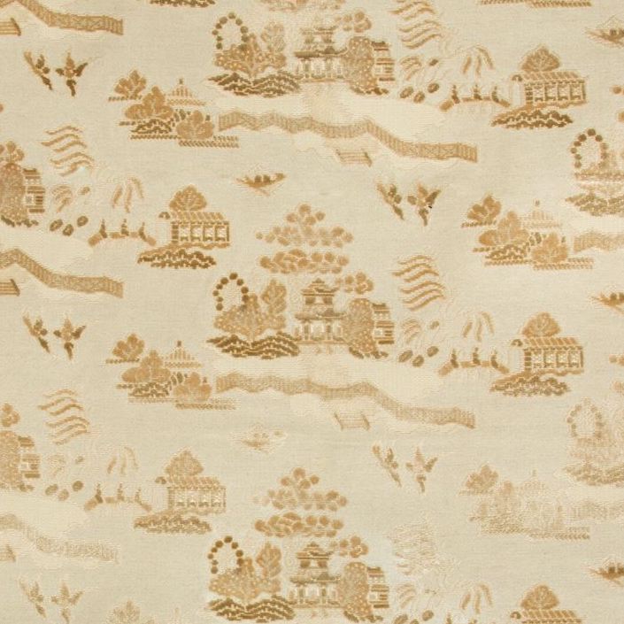 Sample 8017129-16 La Pagode Velvet Sand Modern Chinoiserie Brunschwig and Fils Fabric