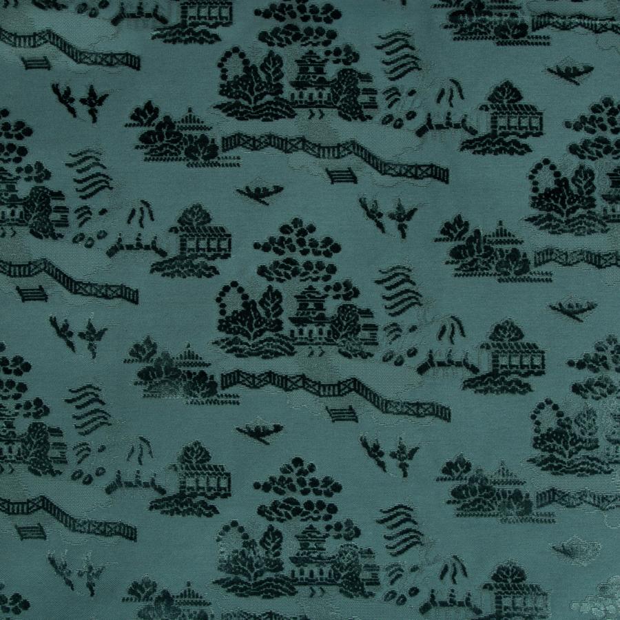 Sample 8017129-35 La Pagode Velvet Teal Modern Chinoiserie Brunschwig and Fils Fabric