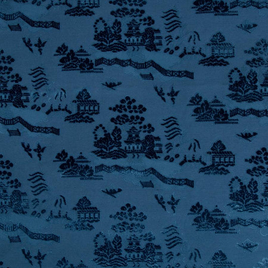 Shop 8017129-50 La Pagode Velvet Navy Modern Chinoiserie by Brunschwig & Fils Fabric