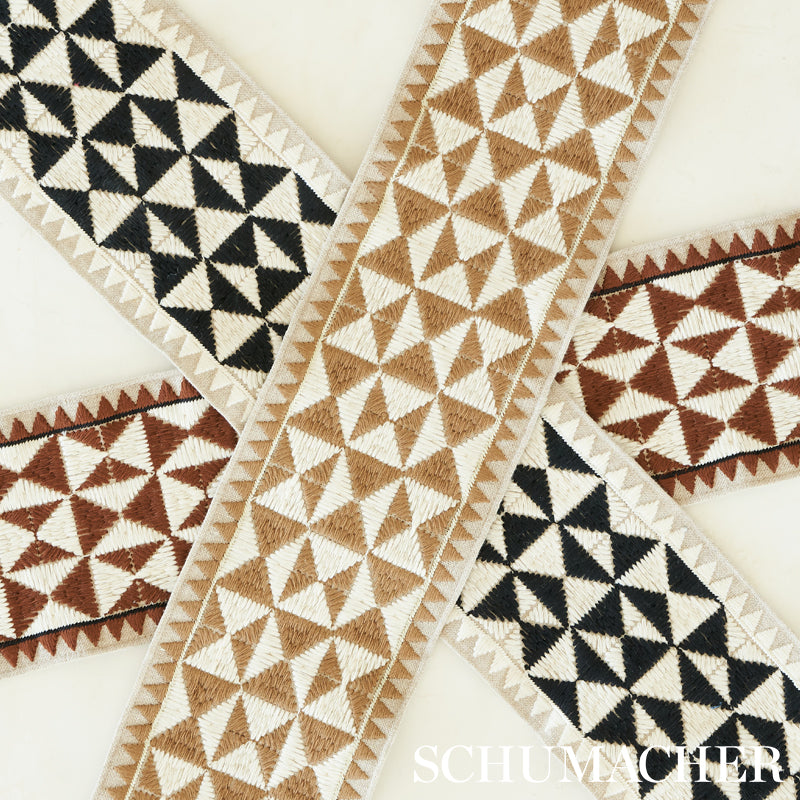 Purchase 80191 | Zulma Embroidered Tape, Brown - Schumacher Trim