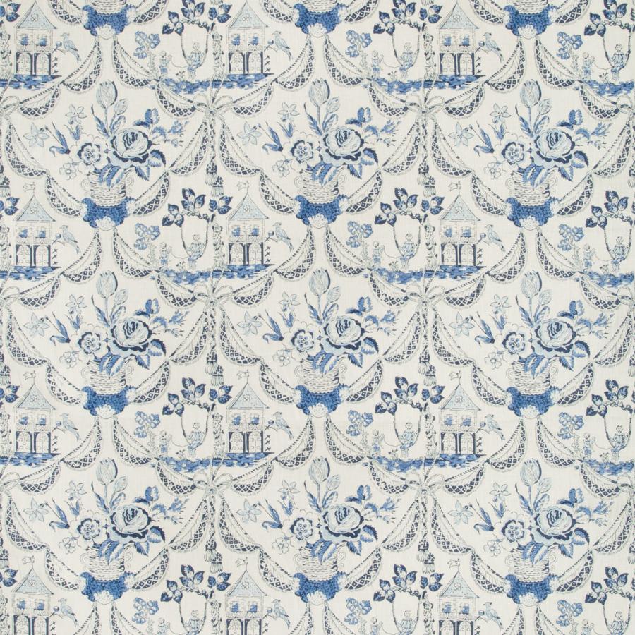 Sample 8019100-5 Bird and Swing Hb Blue Botanical Brunschwig and Fils Fabric