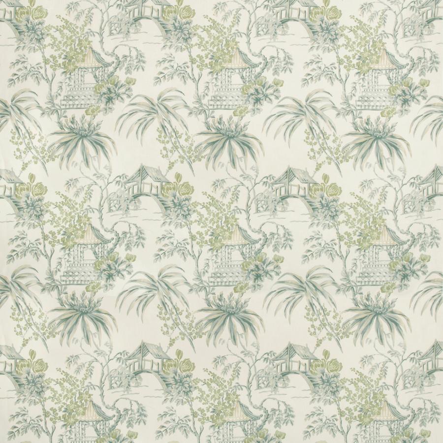 Sample 8019138-133 Tongli Print Lagoon Modern Chinoiserie Brunschwig and Fils Fabric