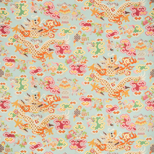 Find 8019140-137 Ming Dragon Print Aqua Modern Chinoiserie by Brunschwig & Fils Fabric