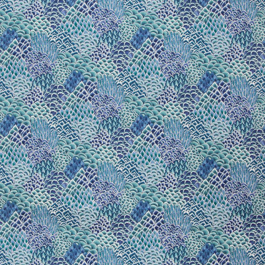 Select 8020104-13 Katibi Print Turquoise Flamestitch by Brunschwig & Fils Fabric