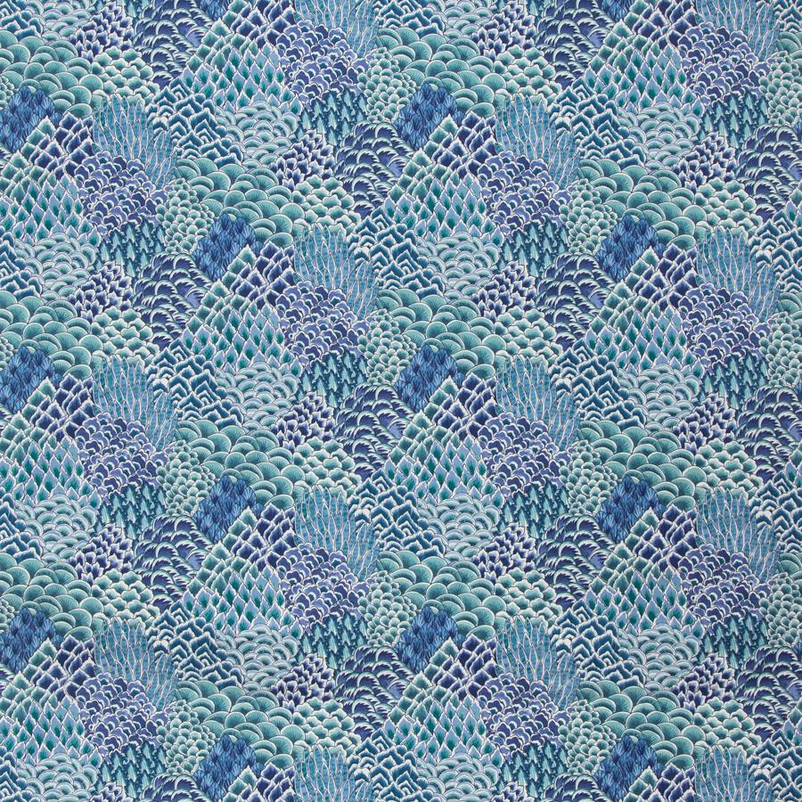 Sample 8020104-13 Katibi Print Turquoise Flamestitch Brunschwig and Fils Fabric
