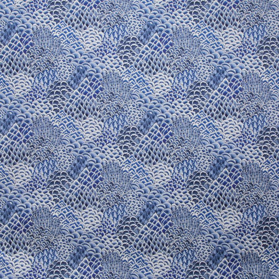 Sample 8020104-55 Katibi Print Blue Flamestitch Brunschwig and Fils Fabric