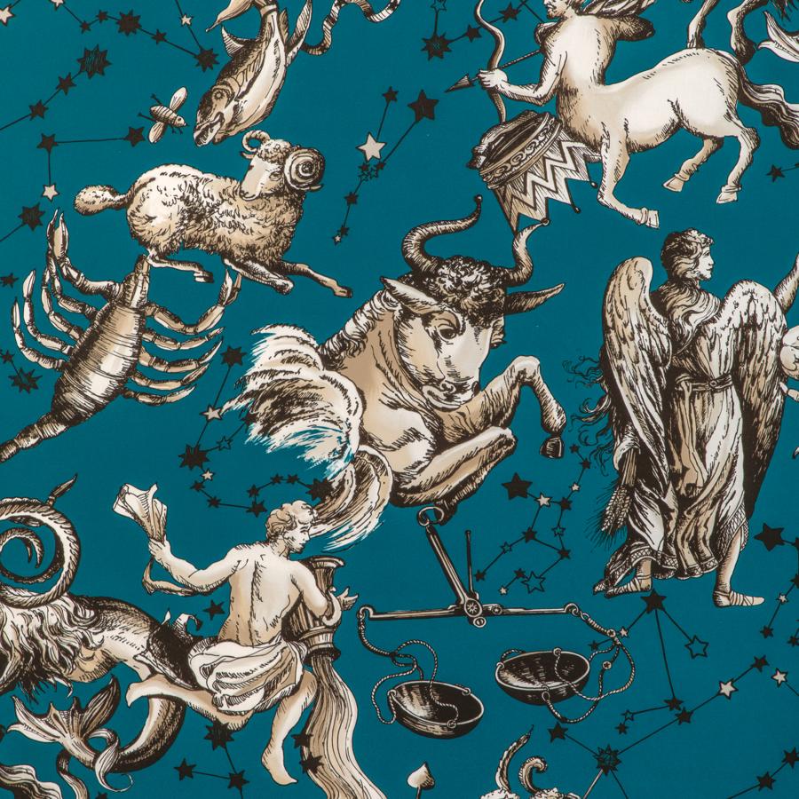 Sample - 8023135.13 | Cosmique Print, Celeste - Brunschwig & Fils Fabric Fabric - 8023135.13.0
