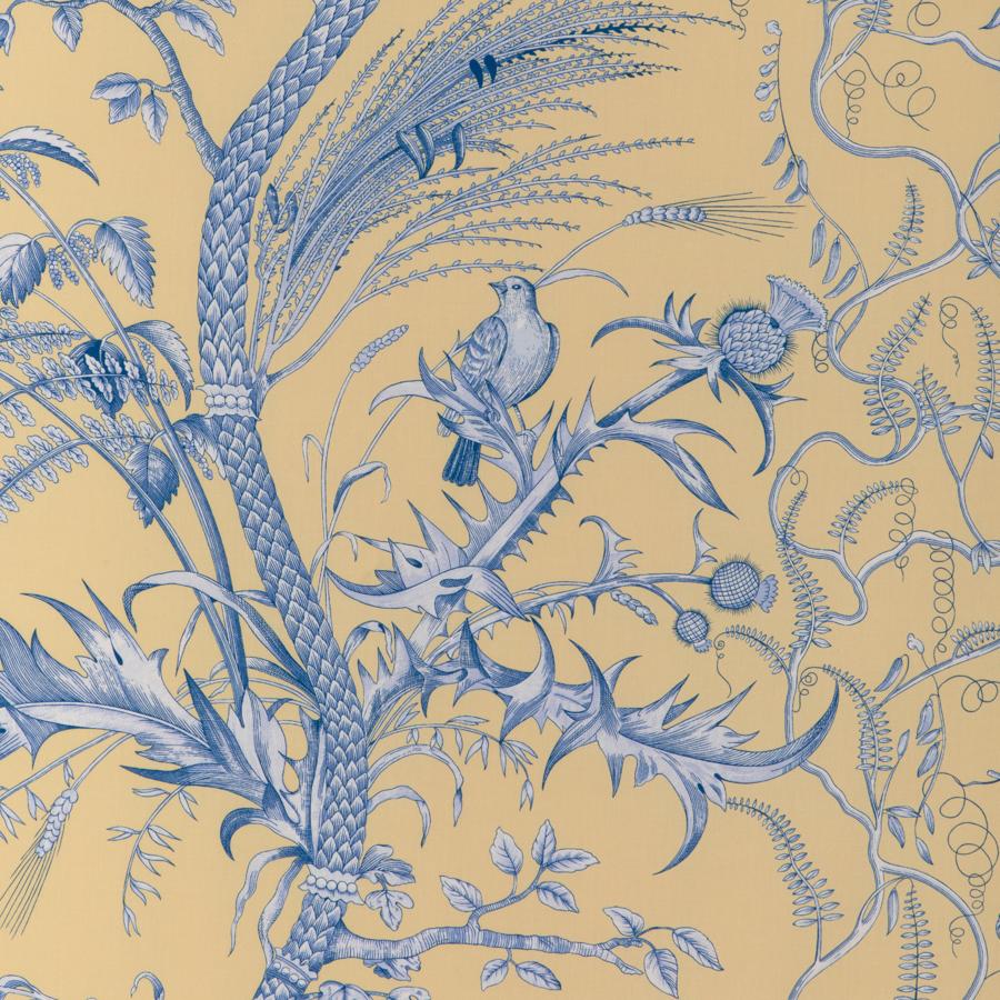 Sample - 8024101.415 | Bird And Thistle Ii, La Menagerie - Brunschwig & Fils Fabric Fabric - 8024101.415.0