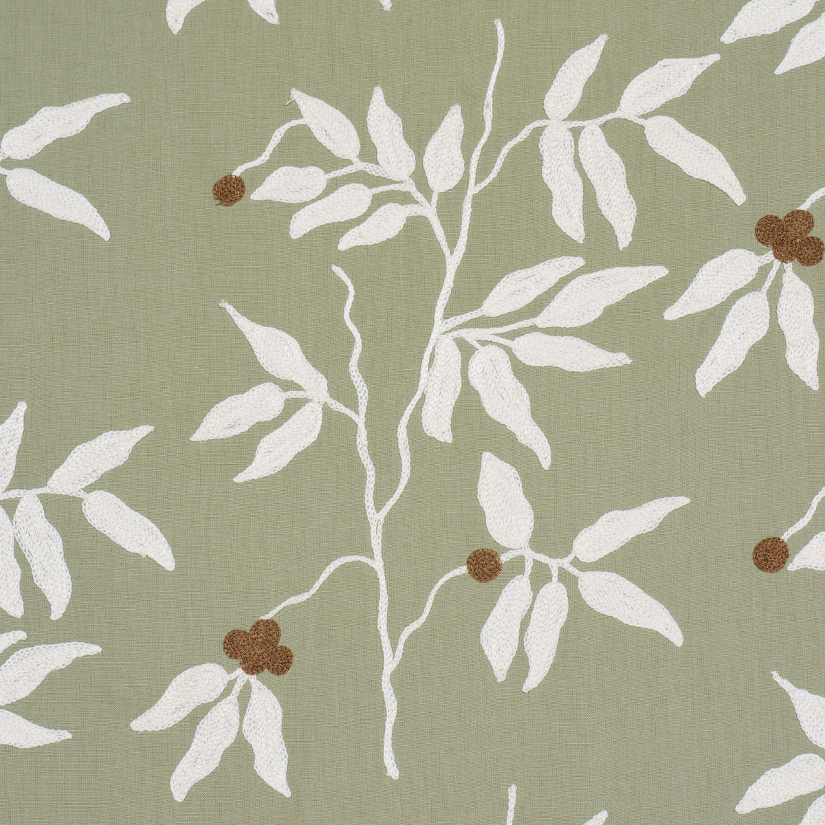 Purchase 80433 | Lilla Embroidery, Olive - Schumacher Fabric