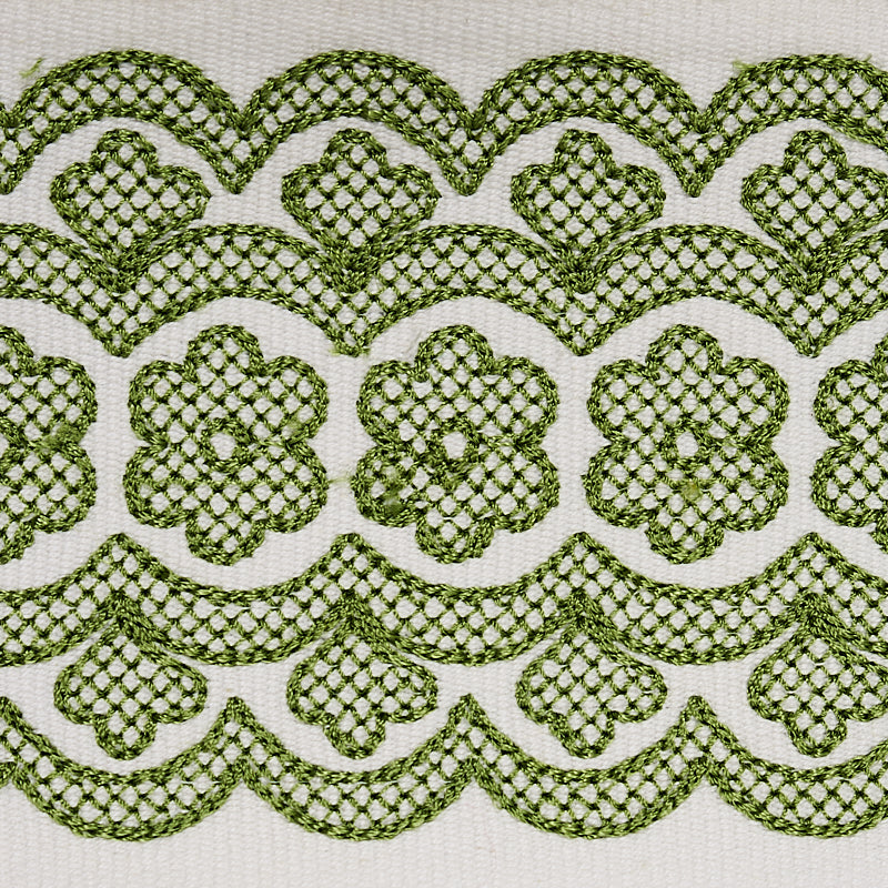 Purchase 80441 | Astrid Embroidered Tape, Green - Schumacher Trim