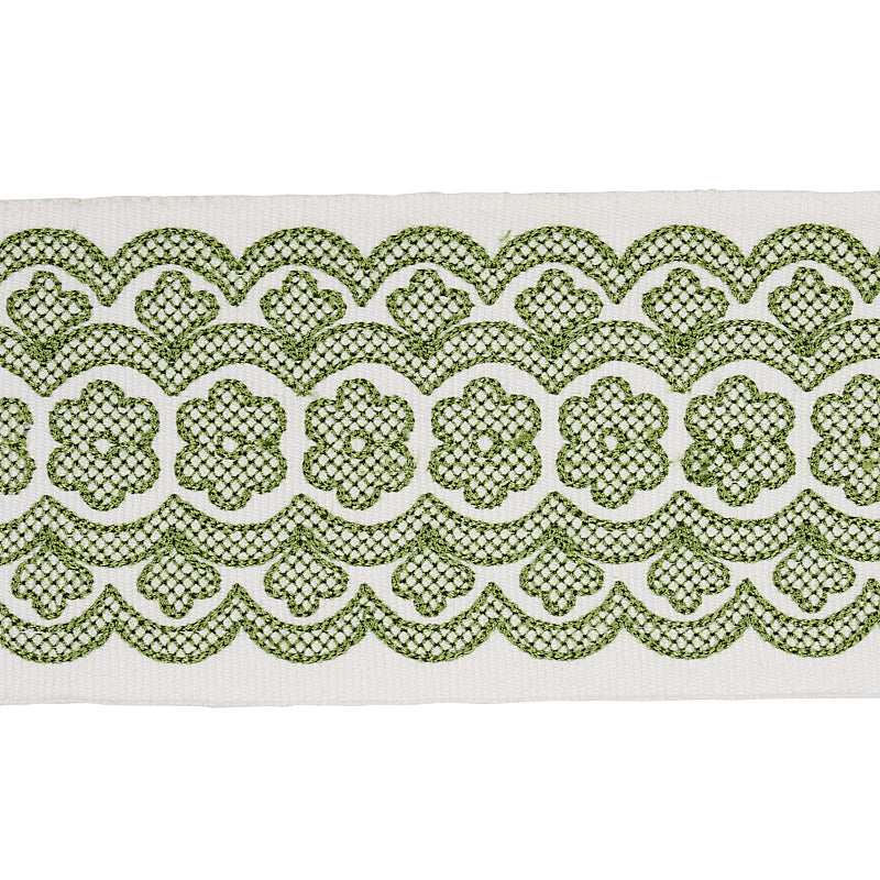 Purchase 80441 | Astrid Embroidered Tape, Green - Schumacher Trim