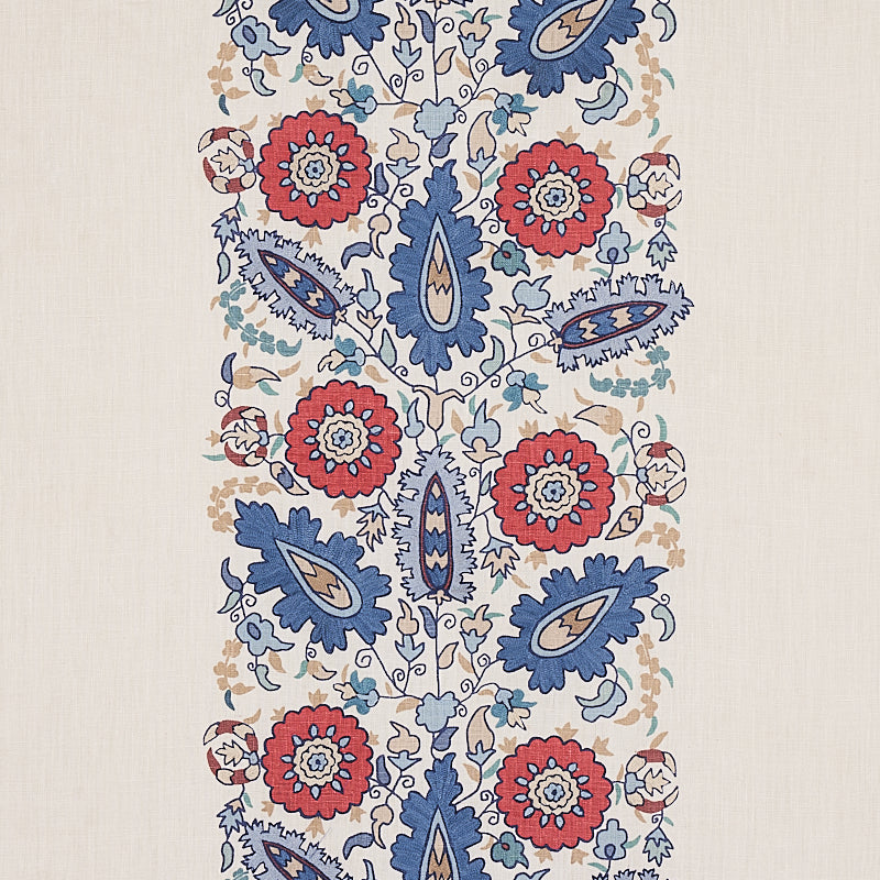 Order 80750 Anatolia Embroidery Blue and Red by Schumacher Fabric