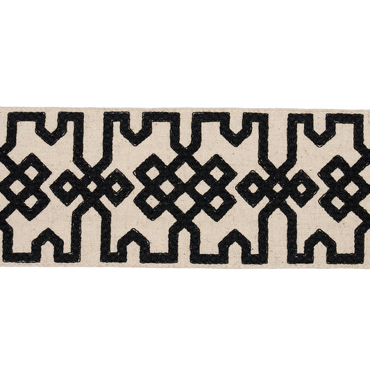 Purchase 80880 | Knotted Trellis Tape, Black On Unbleached - Schumacher Trim