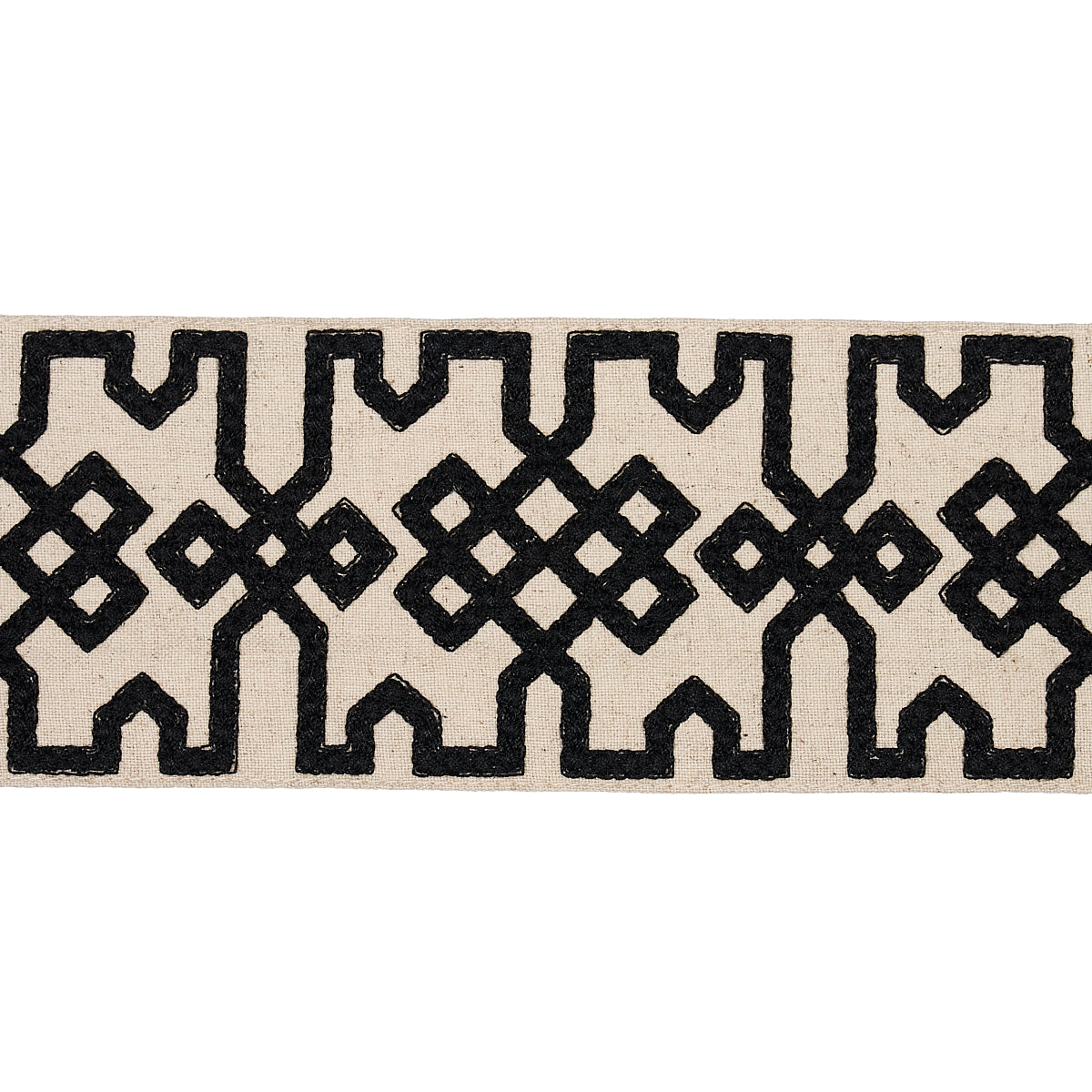 Purchase 80880 | Knotted Trellis Tape, Black On Unbleached - Schumacher Trim