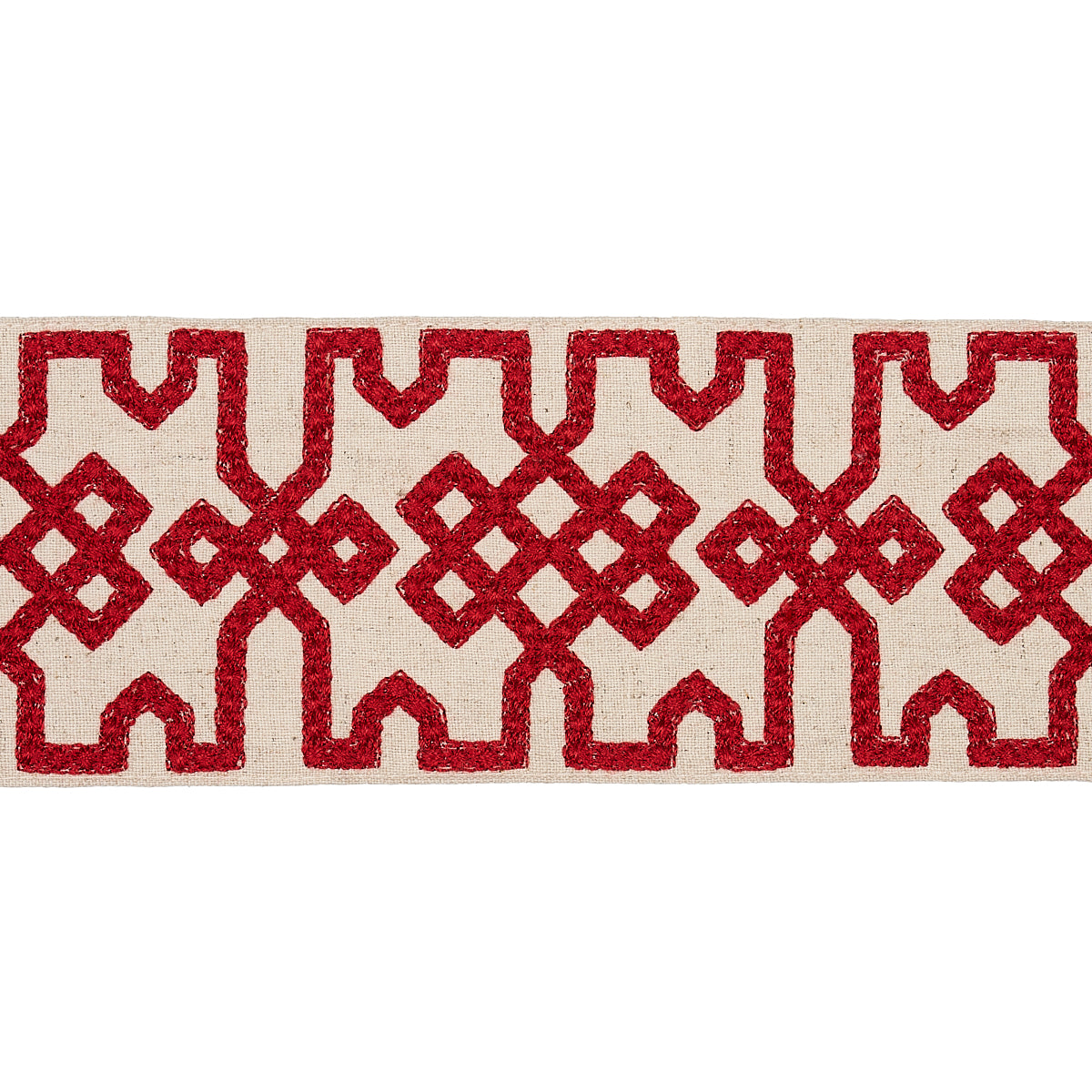 Purchase 80881 | Knotted Trellis Tape, Crimson On Unbleached - Schumacher Trim