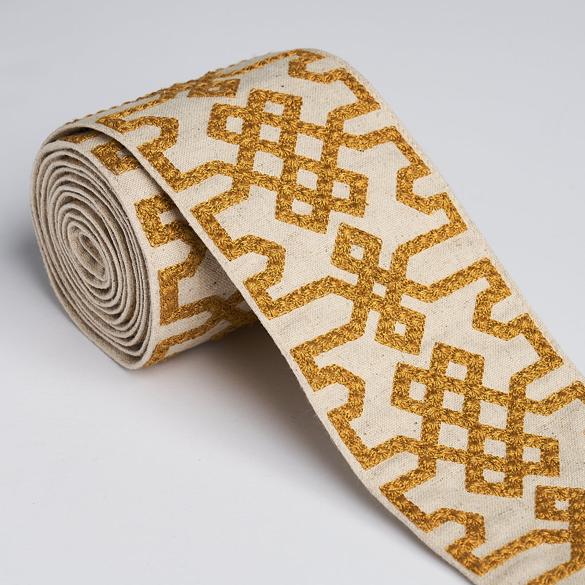 Purchase 80882 | Knotted Trellis Tape, Ocher On Unbleached - Schumacher Trim
