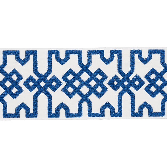 Purchase 80883 | Knotted Trellis Tape, Blue On White - Schumacher Trim