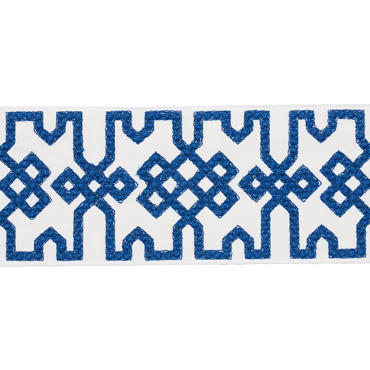 Purchase 80883 | Knotted Trellis Tape, Blue On White - Schumacher Trim