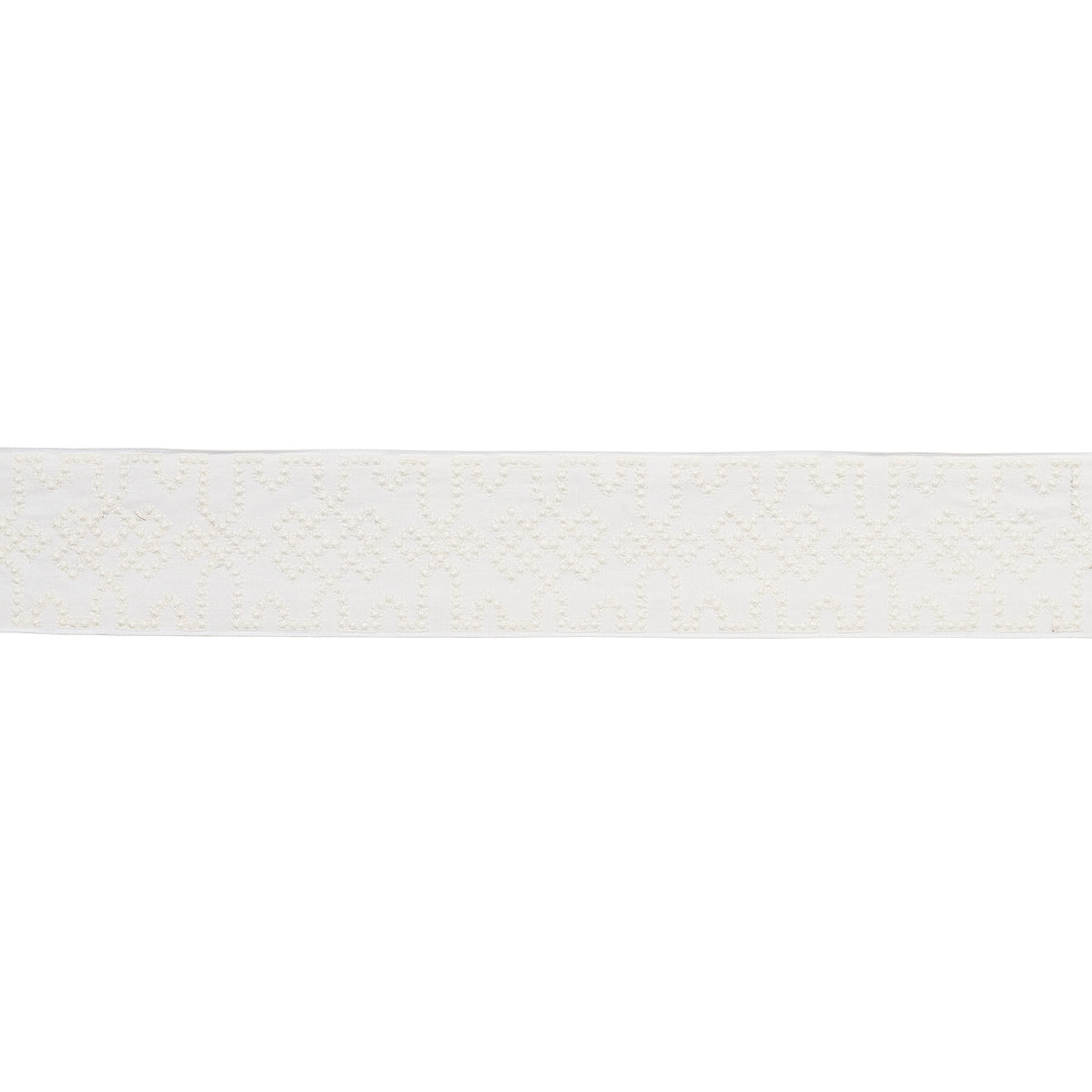 Purchase 80884 | Knotted Trellis Tape, White On White - Schumacher Trim