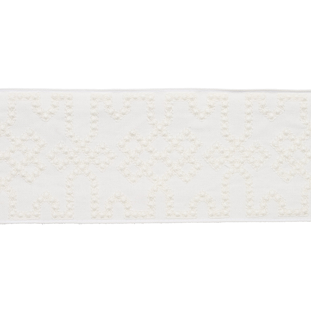 Purchase 80884 | Knotted Trellis Tape, White On White - Schumacher Trim