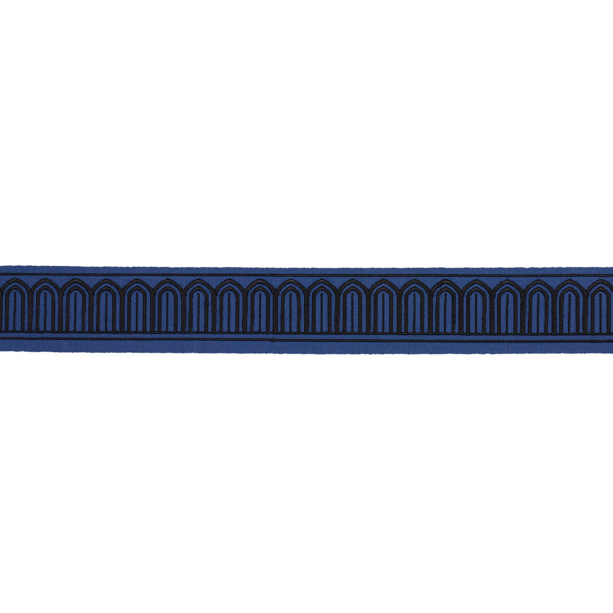 Purchase 81150 | Arches Embroidered Tape Medium, Black On Navy - Schumacher Trim