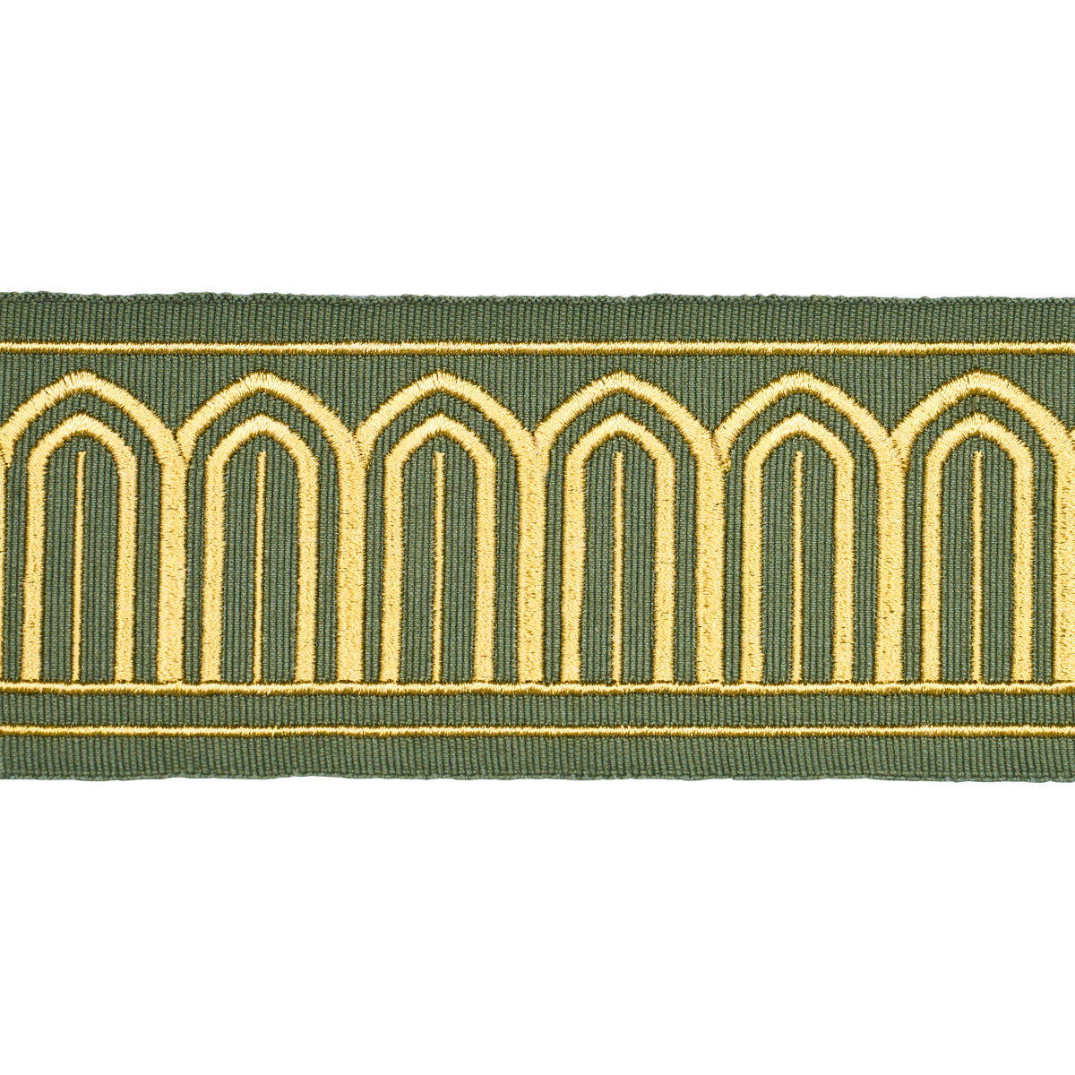 Purchase 81152 | Arches Embroidered Tape Medium, Olive - Schumacher Trim