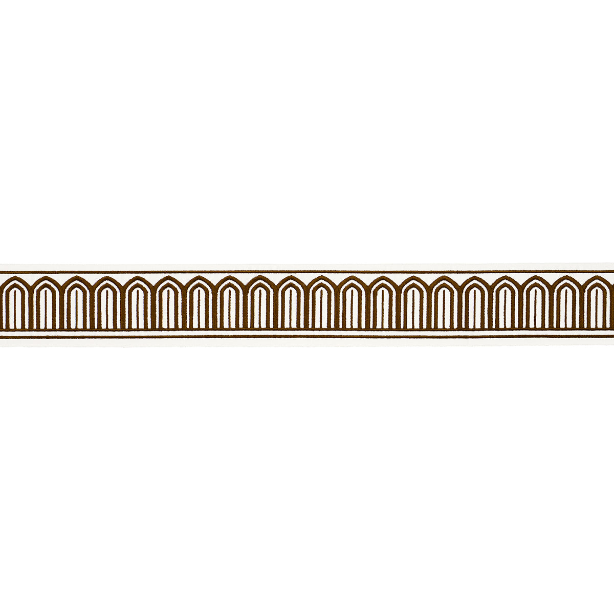 Purchase 81154 | Arches Embroidered Tape Medium, Brown - Schumacher Trim