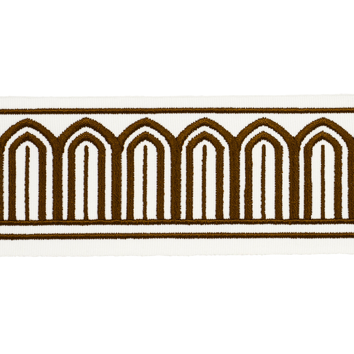 Purchase 81154 | Arches Embroidered Tape Medium, Brown - Schumacher Trim