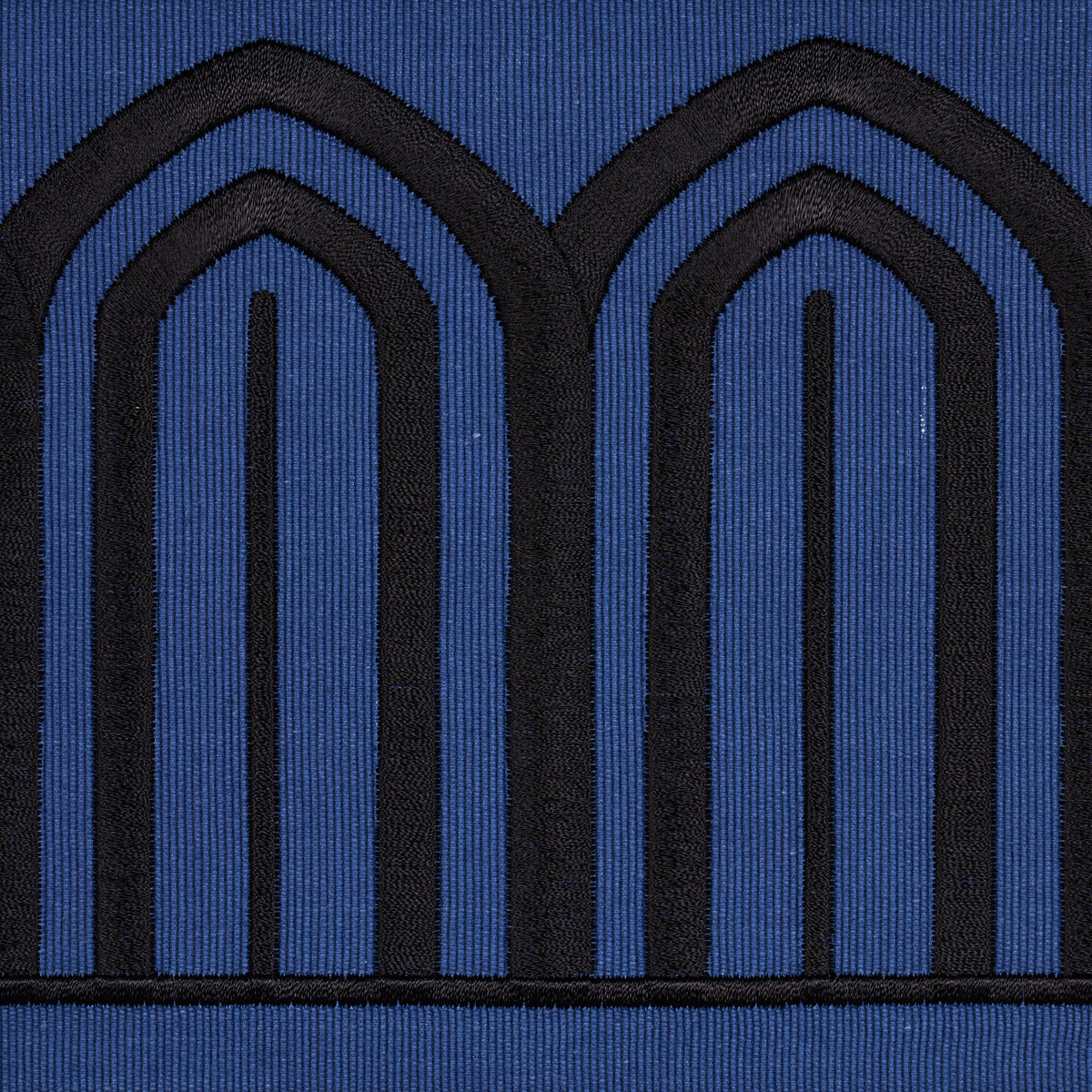 Purchase 81160 | Arches Embroidered Tape Wide, Black On Navy - Schumacher Trim