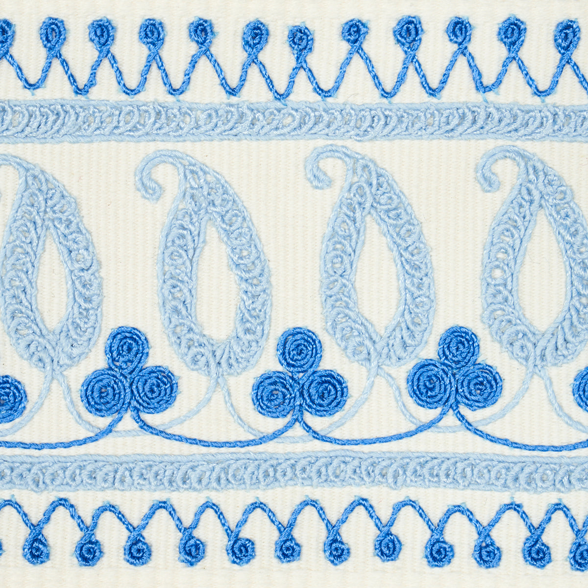 Purchase 81230 | Paisley Embroidered Tape, Blues - Schumacher Trim