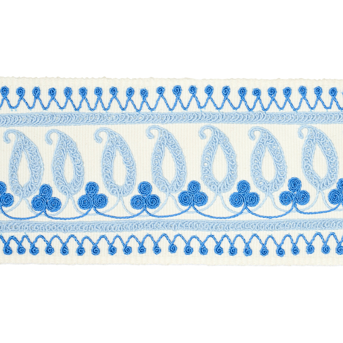 Purchase 81230 | Paisley Embroidered Tape, Blues - Schumacher Trim