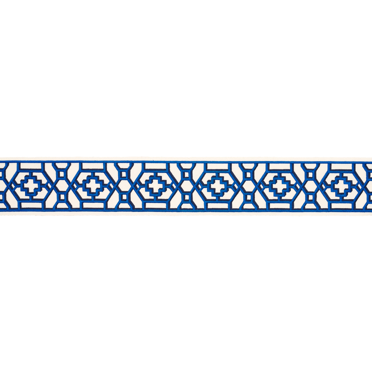 Purchase 81280 | Zanzibar Trellis Tape, Blue - Schumacher Trim