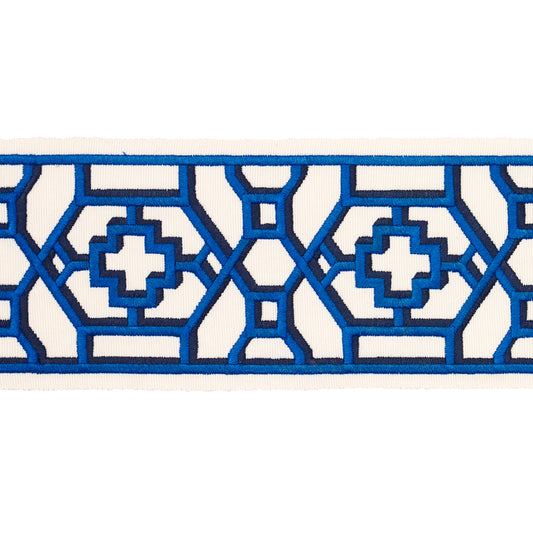 Purchase 81280 | Zanzibar Trellis Tape, Blue - Schumacher Trim