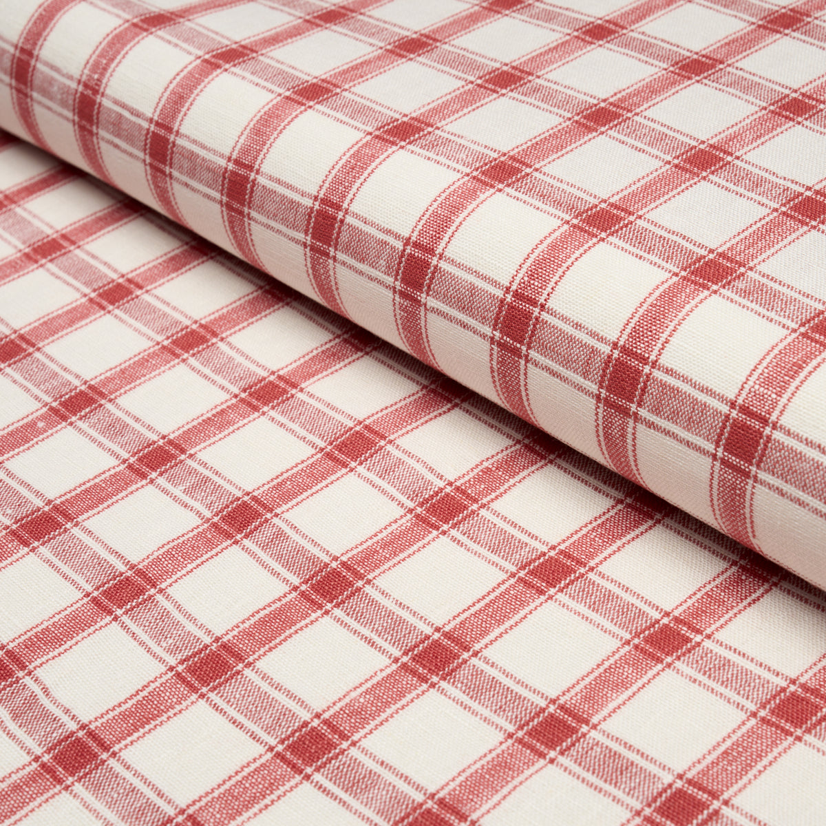 Purchase 81457 | Crawford Linen Check, Red - Schumacher Fabric